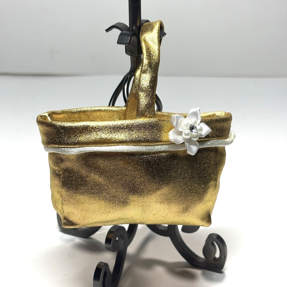 1 to 6 Handmade OOAK Miniature‎ Bag Gold Metallic Floral Flower Bag